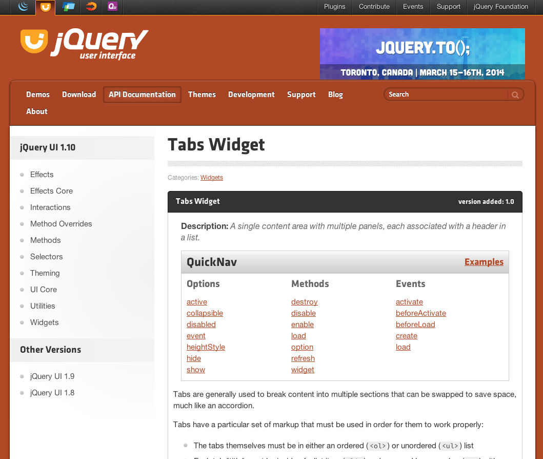 jQuery UI 1.10x Tabs Widget（タブへのダイレクトリンク）